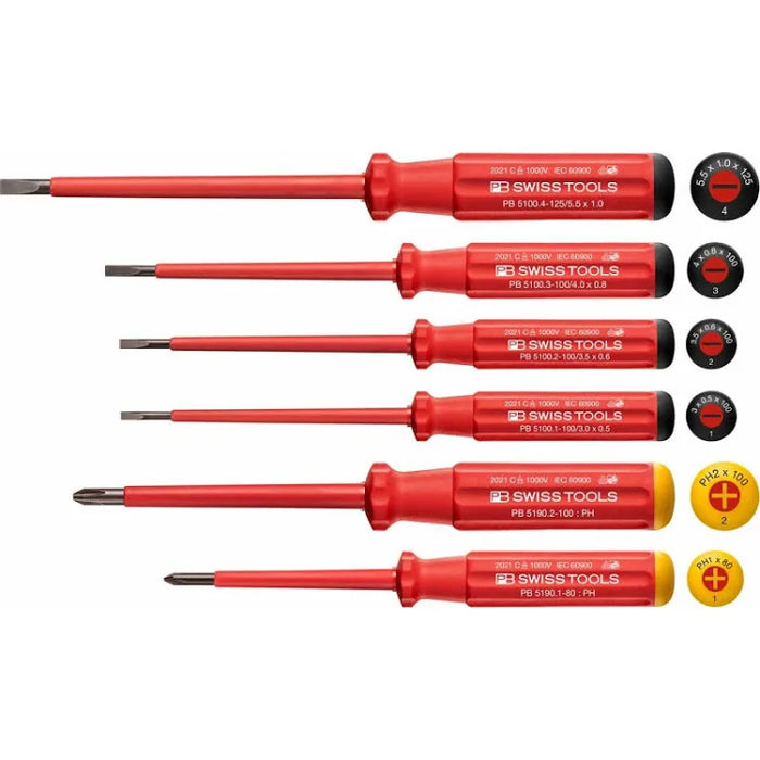 PB Swiss Tools Classic VDE Screwdriver Set 6-Piece PH