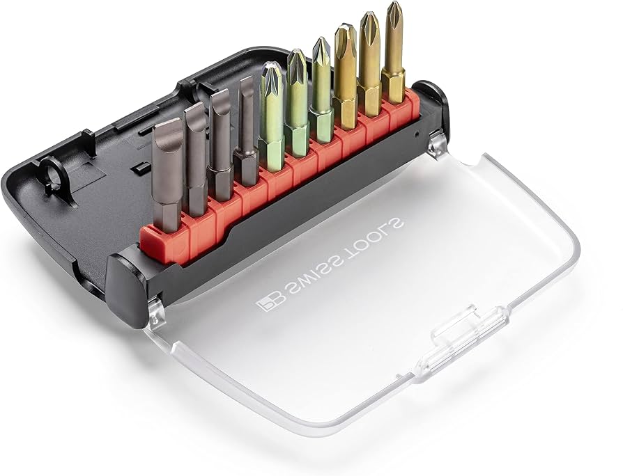 PB Swiss Tools Bit storage with belt clip: high quality 11 piece bit set PB E6 986