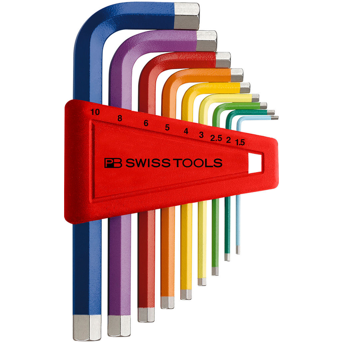 PB Swiss 210.H-10 RB 9 Piece RainBow Hex Key Set 1.5-10mm