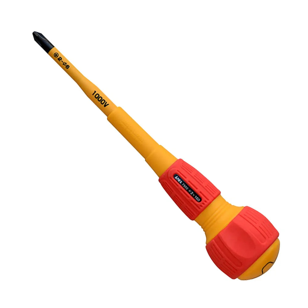 Anex Slim insulated screwdriver, thin shaft type +2×100