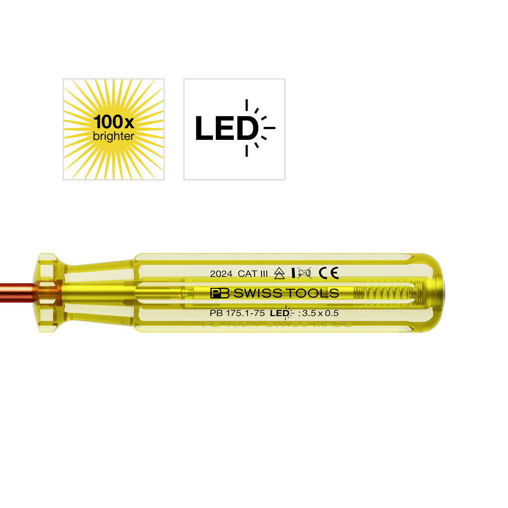 PB Swiss Tools  175.1-75 LED
Voltage tester LED, high luminosity, slotted size 1