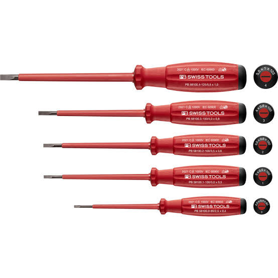 PB SWISS TOOLS Slotted Insulated Screwdriver Set, 5-Piece