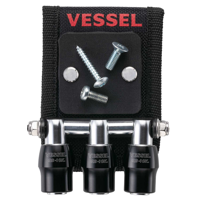 Vessel Quick Catcher Triple Holder with Magnet Plate No.QB-10MB Black