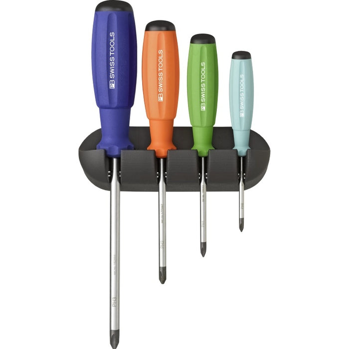 PB Swiss SwissGrip Rainbow screwdriver set for Phillips screws with holder