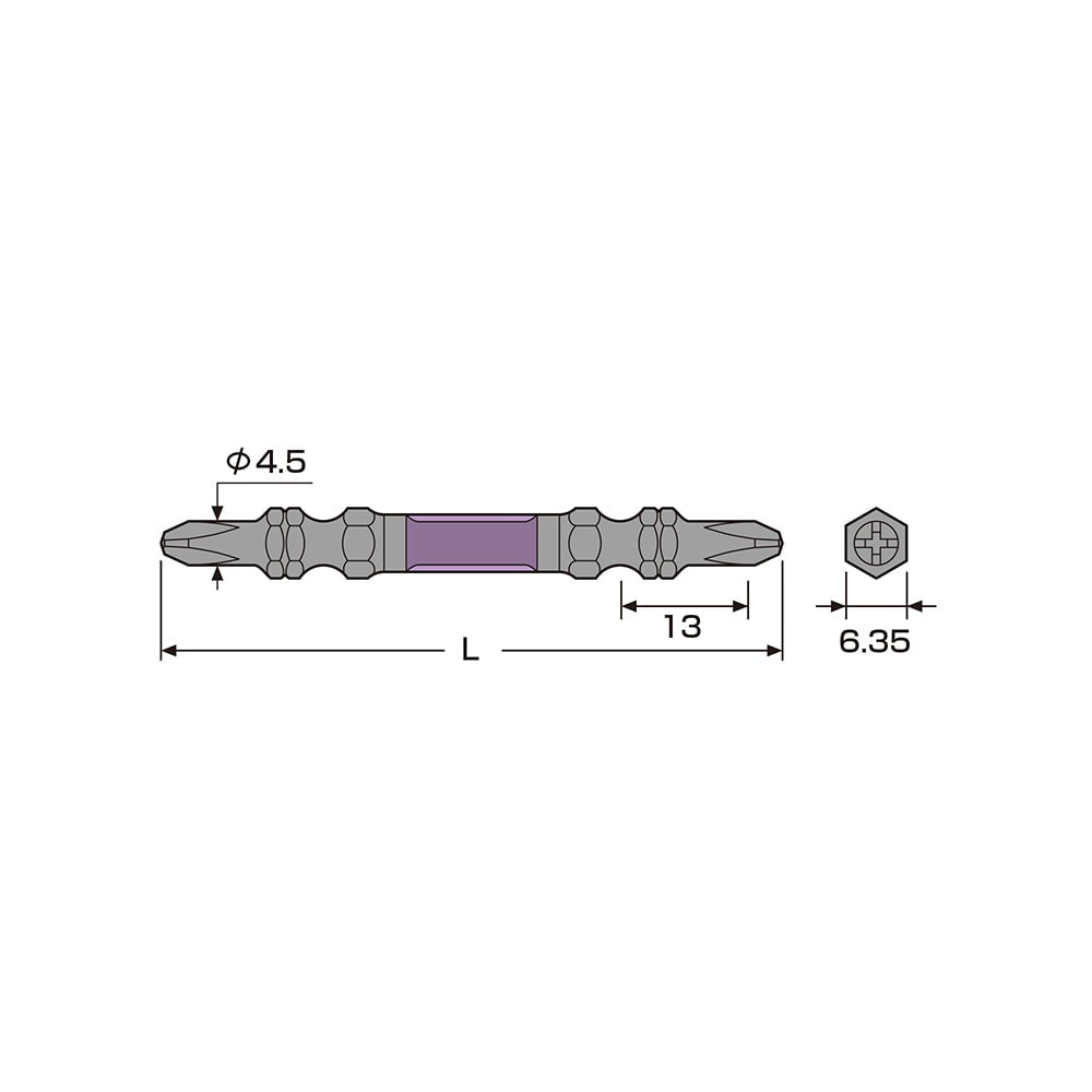 Anex Black Dragon Tough Bit Slim Type Set of 2 +2 x 65 (For Vessel usb electric screwdrivers)