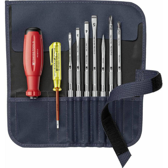 PB Swiss PB 38223.GY SwissGrip Evo interchangeable blade set roll-up case, 9 Pieces