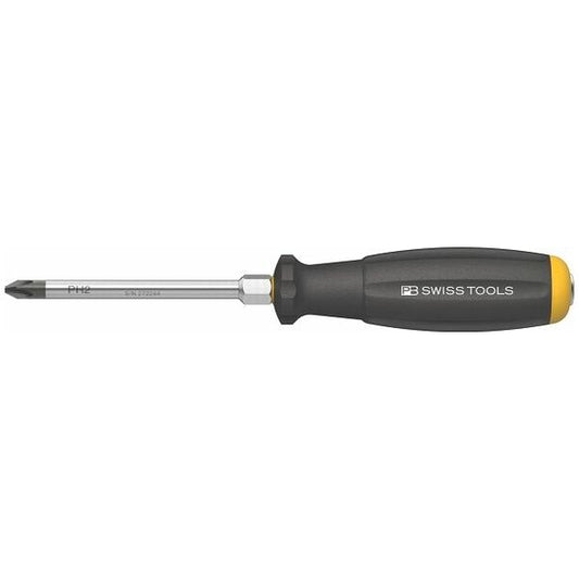 PB Swiss Screwdriver for Phillips, with 2-component SwissGrip handle with impact head, Cross-head size: 2