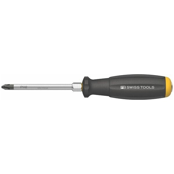 PB Swiss Screwdriver for Phillips, with 2-component SwissGrip handle with impact head, Cross-head size: 2