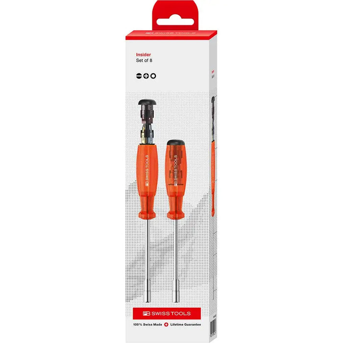 PB Swiss Tools PB 6465 CBB
Insider Long – universal holder for 1/4” bits, including 8 C6 PrecisionBits, in high-quality paperboard box