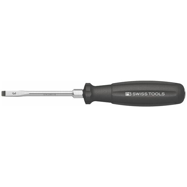 PB Swiss Screwdriver for slot-head, with 2-component SwissGrip handle and impact head, Blade width b: 5,5mm