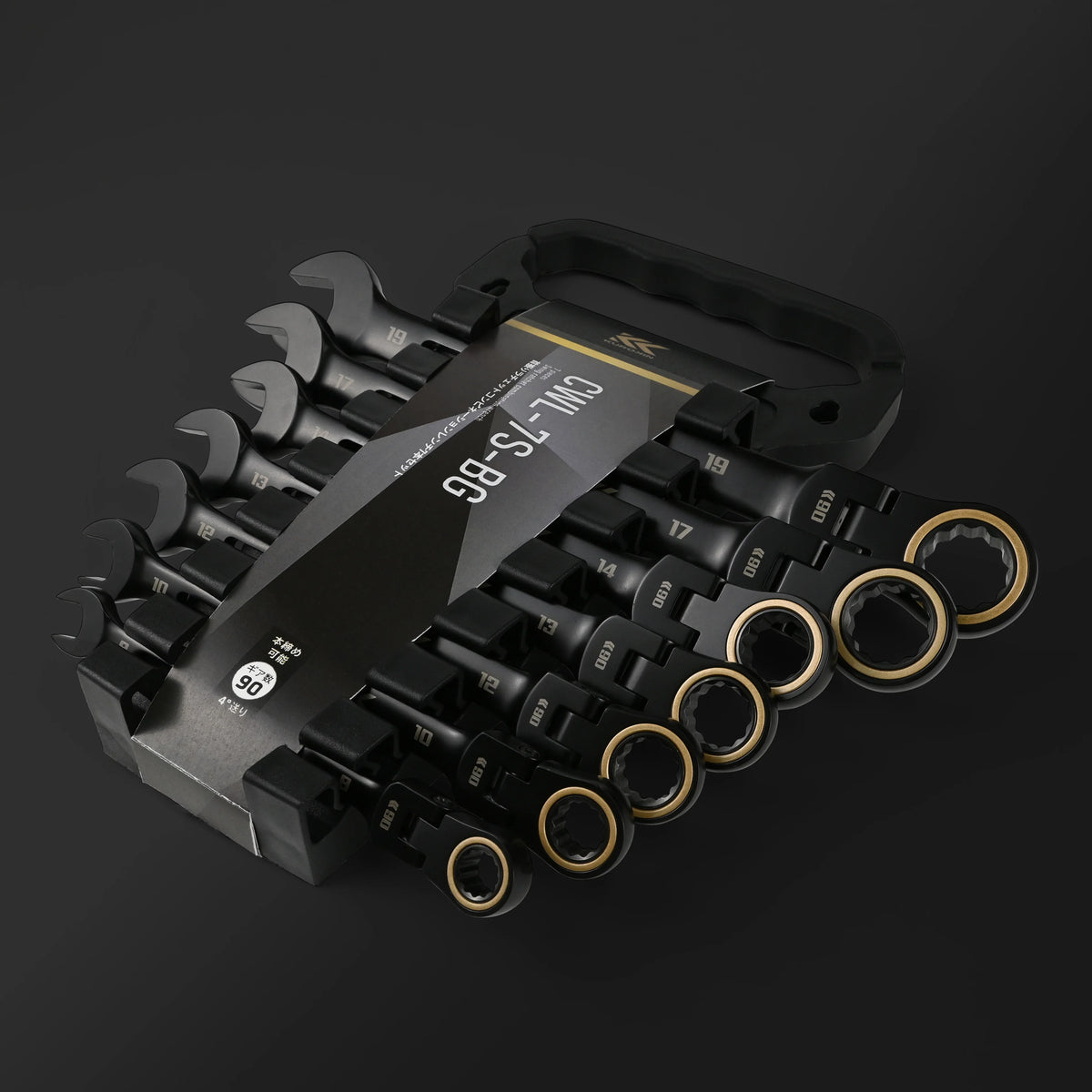 Fujiya CWL-7S-BG Flex Ratchet Combination Wrench Set 7-piece KUROKIN (Black & Gold)