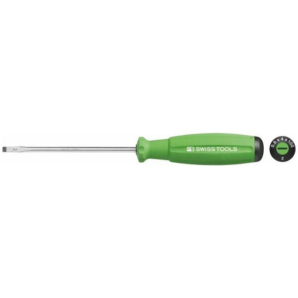 PB Swiss Screwdriver for slot-head, with 2-component SwissGrip handle 4 mm