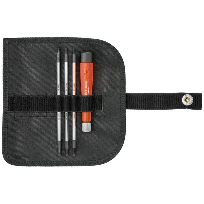 PB Swiss PB 510 Screwdriver Set with Telescopic Handle and Interchangeable Blades in a Compact Roll-up case