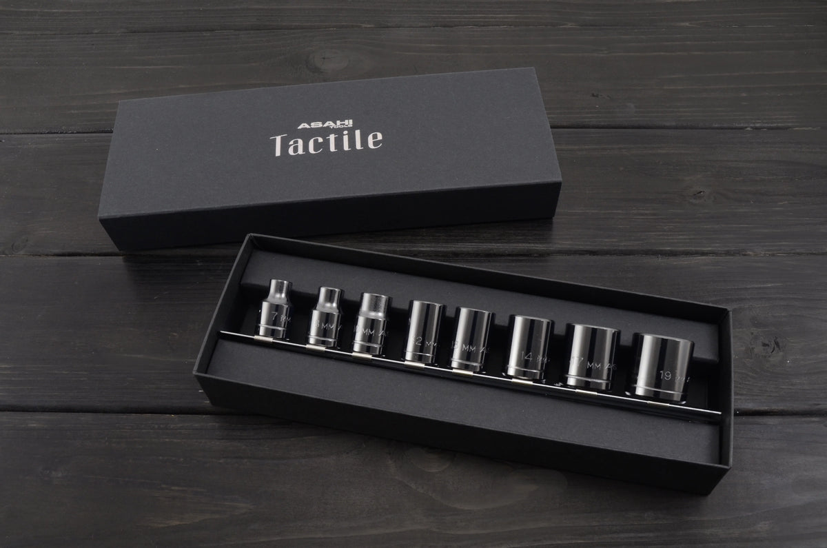 Asahi VO3080K [3/8"SQDR] Tactile Socket Wrench Set 8Pcs (Metal Black)