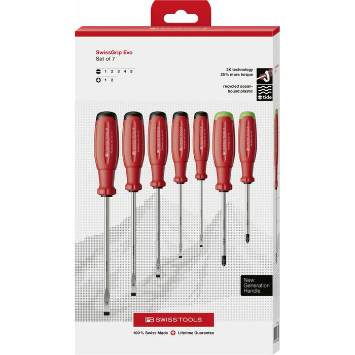 PB Swiss 38253. SwissGrip Evo screwdriver set for slotted and Pozidriv screws
