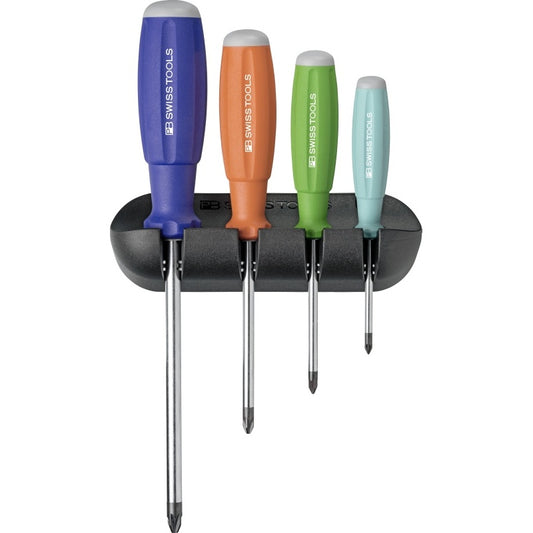 PB Swiss SwissGrip Rainbow screwdriver set, Pozidriv, with holder