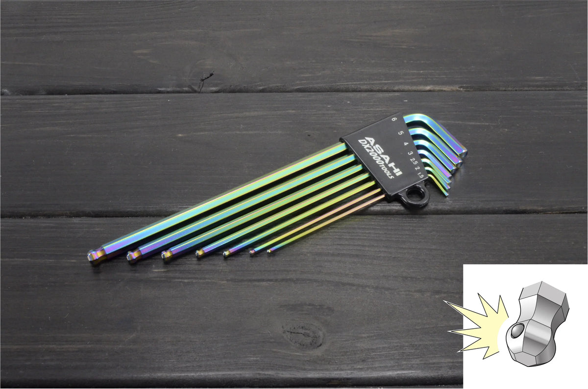 AQKS710R Tactile Catcher Ball Long Ballpoint Hexagon Key Wrench 7Pcs.(Rainbow)
