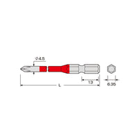 Anex Colour bits precision 5 pieces set 65mm ( For Vessel usb electric screwdrivers)