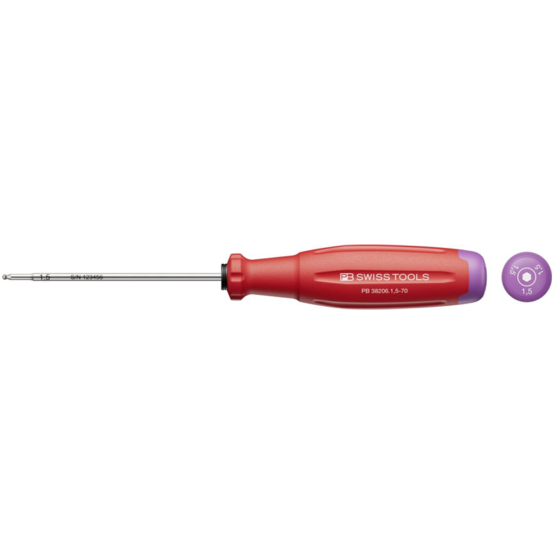 PB Swiss 38205 SwissGrip Evo Ball End Hexagon Screwdriver 1.5mm