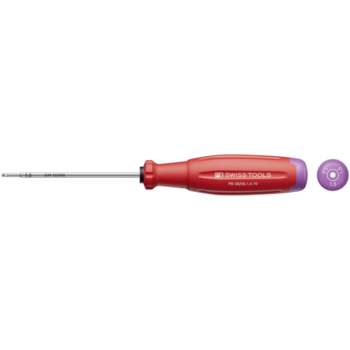 PB Swiss 38205 SwissGrip Evo Ball End Hexagon Screwdriver 1.5mm