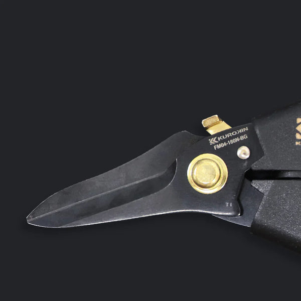 Fujiya Electrician Straight Scissors with Lock (Black and Gold) FM04-180NL-BG