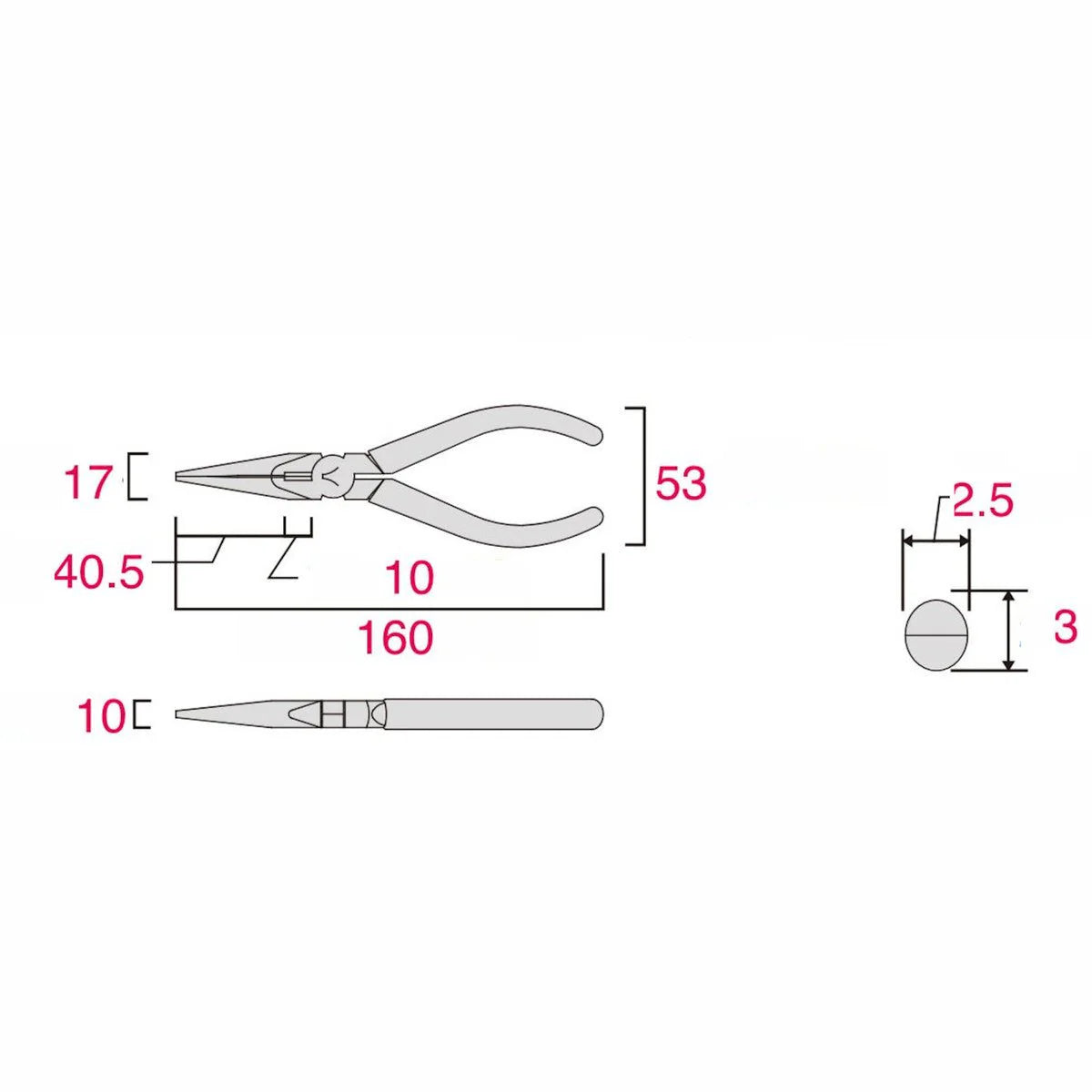 Fujiya Kurokin 350-150BG Long Nose Pliers 150mm