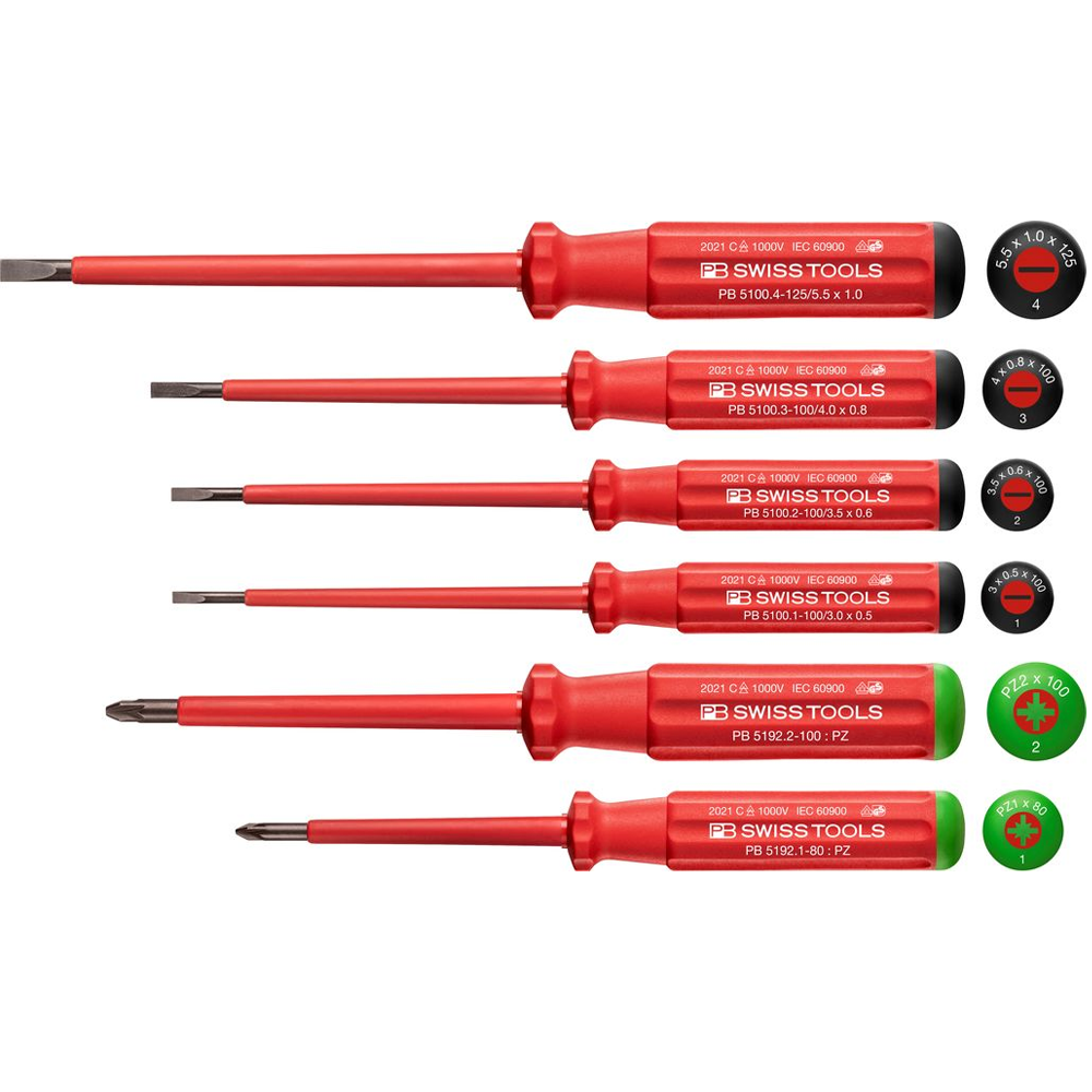 PB Swiss 5543 Classic VDE Screwdriver Set Slotted & Pozi
