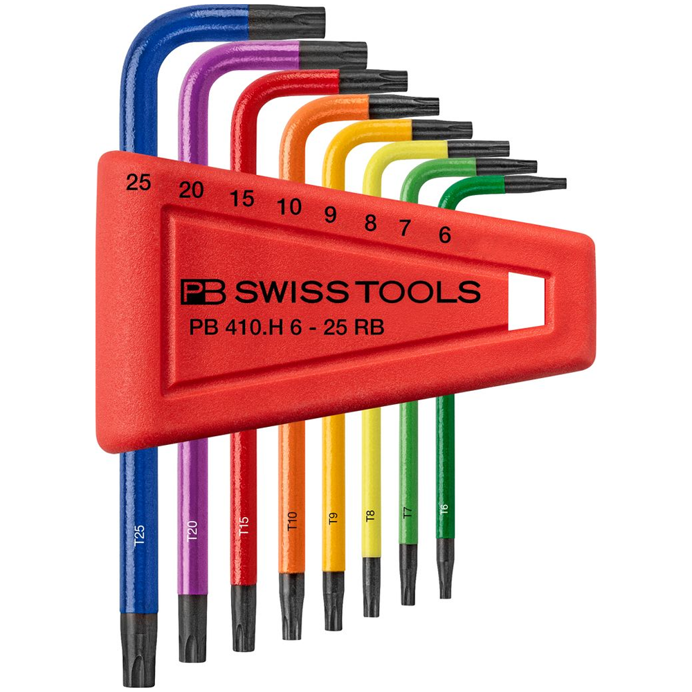 PB Swiss Tools Torx Key Set in Plastic Holder T6-T25 Chrome Plated 8-Piece Rainbow
