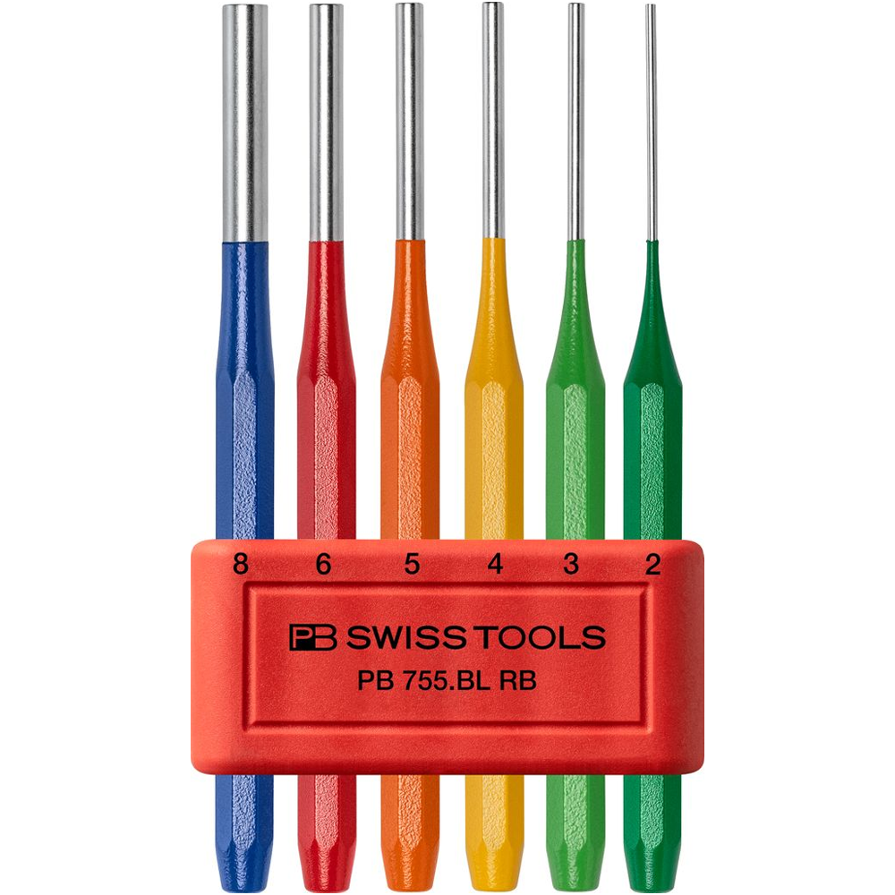 PB Swiss 755.BL RB 6 Piece RainBow Pin Punch Set 2-8mm