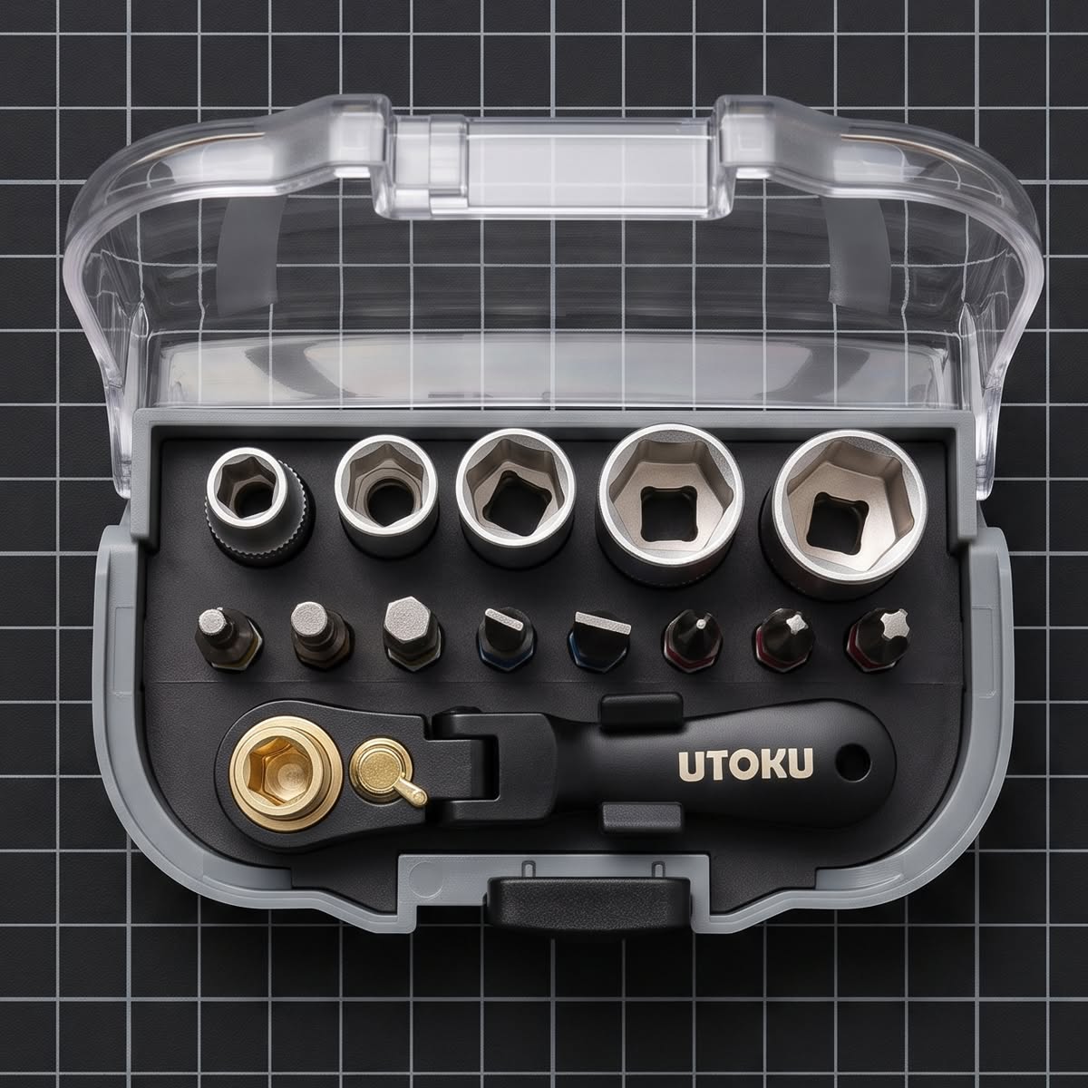 Utoku Tools flexible mini ratchet socket & bit set - Black
