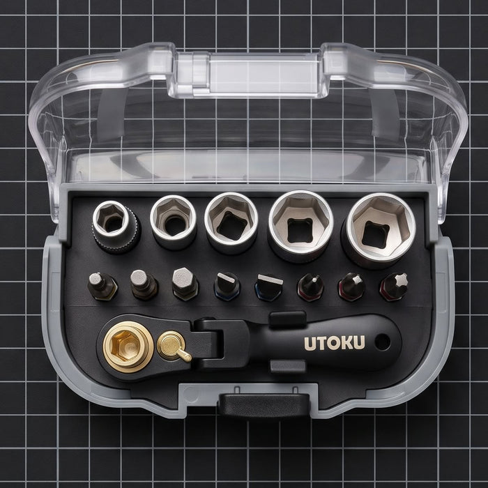 Utoku Tools flexible mini ratchet socket & bit set - Black