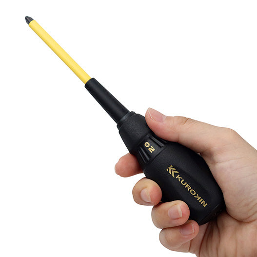 FUJIYA Electrician Screwdriver 100 mm Shaft Length, 524D-BG PH2