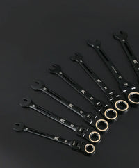 Fujiya CWL-7S-BG Flex Ratchet Combination Wrench Set 7-piece KUROKIN (Black & Gold)