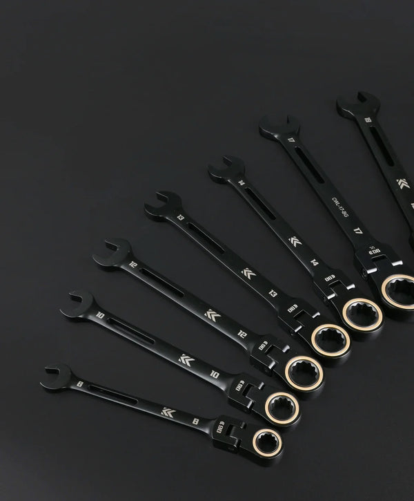 Fujiya CWL-7S-BG Flex Ratchet Combination Wrench Set 7-piece KUROKIN (Black & Gold)
