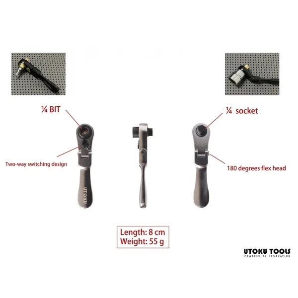 Utoku Tools flexible mini ratchet socket & bit set - Black