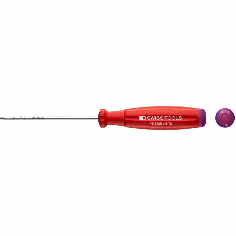 PB Swiss PB 8205.1,5-70 Hex Screwdriver, Swiss Grip, 1,5 mm, L - 147 mm