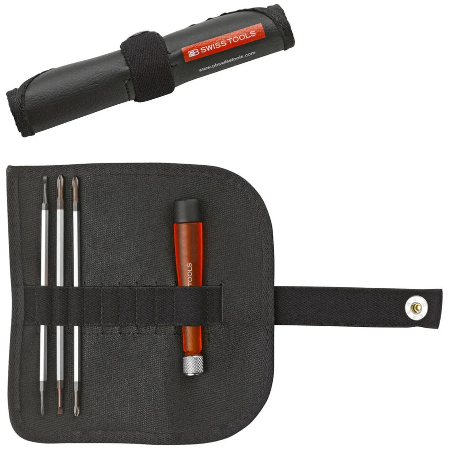 PB Swiss PB 510 Screwdriver Set with Telescopic Handle and Interchangeable Blades in a Compact Roll-up case