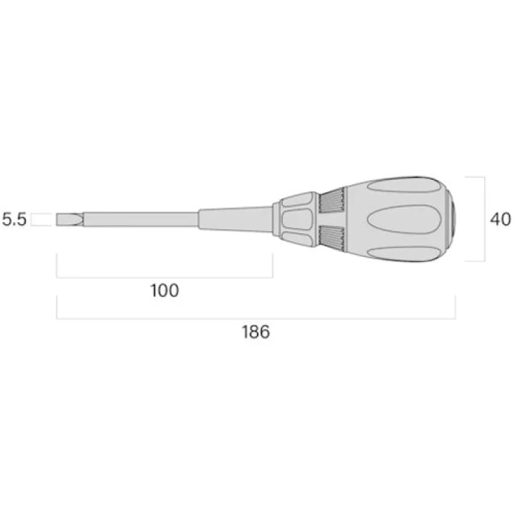 FUJIYA Electrician Screwdriver 100 mm Shaft Length, 554D-BG Minus 5.5mm