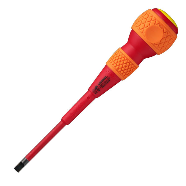 Vessel Ball-Grip Insulated Screwdriver No.200(Slotted 6 x 1.0 x 100)