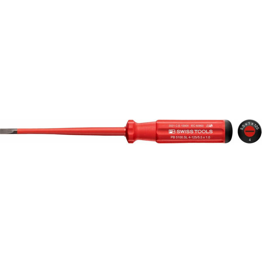 PB Swiss Tools PB 5100.SL 4-125/5.5 Classic VDE Insulated Screwdriver, Slim 5.5 x 125mm